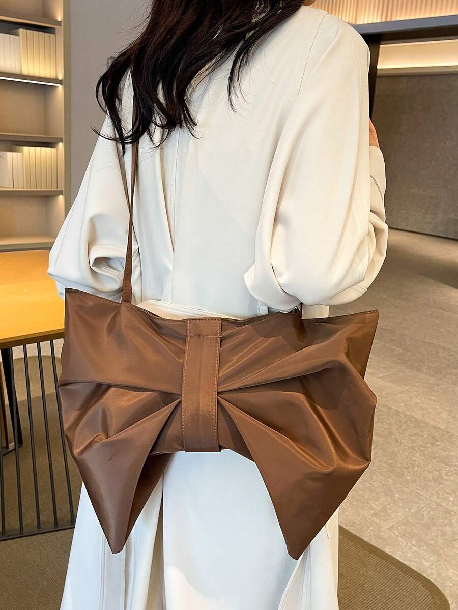 Cute Large Capacity Fashion Bow Crossbody Bag For Women - Brown - View 1
