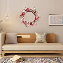 Ghirlanda da esterno per San Valentino, ghirlanda di San Valentino da 16,5 pollici, adatta per la porta d'ingresso, ghirlanda a forma di cuore rosa e rossa con bacche, adatta per decorazioni di matrimonio di San Valentino (rosso/rosa/bianco) - rosa - Visualizzare 8