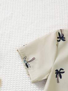 Boys Palm Tree Print Shirt & Shorts - Apricot - View 5