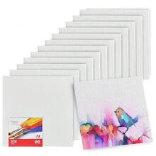 Canvases For Painting - Pack Of 12, 12 X 12 Inch Blank White Canvas Boards - 1OO% Cotton Art Panels For Oil, Acrylic & Watercolor Paint - 12x12吋-12件裝 - 查看 1