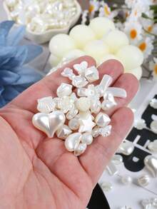 30/50/100g Assorted ABS Faux Pearl Beads, Heart Flower Star Bowknot White Pearl Beads For Jewelry Making, DIY Bracelets Necklaces Earrings Key Chains Crafts Accessories - Pearl - View 2