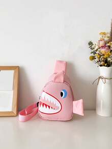 1pc Cartoon Shark Print Nylon Fabric Zipper Closure Casual Crossbody Bag, Suitable For Ramadan And Daily Use - A - View 15