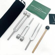 【疗愈音叉】专业疗愈音叉套装 128Hz、256Hz、512Hz 身体脉轮疗愈与DNA修复 瑜伽、灵气和冥想 脉轮平衡工具 能量疗愈和声浴放松 - 銀色 - 查看 4