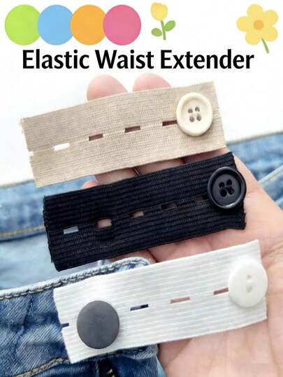 2-Pack Black Elastic Waist Extender – Adjustable Pants Waist Enlarger, Pregnancy/Overweight/Men's Loose-Fit Waist Stretcher, Reusable Button-Adjust Pant Waist Expander, Bestselling Clothing Fit Essential, Ideal For Daily Pants Wear Pregnancy Comfort Overweight Pants Fit Adjustment Valentine's Day Practical Clothing Gift, Top-Rated Extender For Friends Colleagues Clothing Enthusiasts