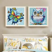 1 Set Cartoon Animal Diamond Painting Kit, Sparkling Diamond Mosaic Art Set, DIY Room Decor Diamond Painting, Kids Holiday Craft Supplies, Includes Canvas, Diamond Bags, Tools, Size 6.69in*6.69in, Suitable For Home Wall & Desk Decor, Kids Party Favors, Holiday & Festival Gifts For Friends - Multicolor - View 10