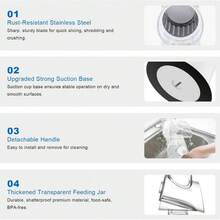 Rotary Cheese Grinder, Vegetable Cheese Slicer, 3 Carefully Designed Blades, Kitchen Ground Vegetable Slicer, Multi-Purpose Cheese Chopper For Carrots, Potatoes, Cucumbers, Zucchini, And More. Strong Suction Cup Base, Kitchen Utensils - 白色 - 查看 4