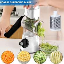 Rotary Cheese Grinder, Vegetable Cheese Slicer, 3 Carefully Designed Blades, Kitchen Ground Vegetable Slicer, Multi-Purpose Cheese Chopper For Carrots, Potatoes, Cucumbers, Zucchini, And More. Strong Suction Cup Base, Kitchen Utensils - 白色 - 查看 6