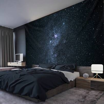 1pc Minimalist Starry Sky & Galaxy Natural Landscape Aesthetic Printed Tapestry, Polyester Fiber Printed Wall Hanging, Birthday Gift, Room Decor, Party Decor, Suitable For Living Room, Bedroom, Dorm, With Free Hanging Clips