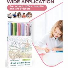Multicolor Pens, 4 - In - 1 Colored Ballpoint Pen, 0.5mm Quick Dry Black Ink Pens Fine Point Smooth Writing Pens, Cute Nurse Pens Work, 18 Colors, 6PCS - Nhiều màu - Xem 6