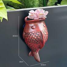 1个壁挂式斑点鱼形花盆，适用于悬挂绿萝，简约欧式风格，无需钻孔，适合别墅和户外环境 - 均碼 - 查看 4