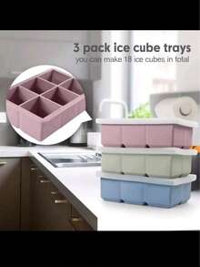 1 pieza Molde de cubitos de hielo de silicona grande de 2 pulgadas, molde de cubitos de hielo cuadrados suaves, diseño apilable - Multicolor - Ver 6