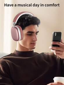 Tagry Auriculares inalámbricos Bluetooth con micrófono, plegables y portátiles, estéreo HiFi, almohadillas de espuma viscoelástica - Rosa - Ver 2