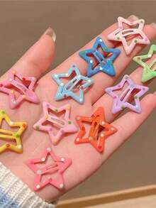 Star-Shaped Hair Clips, 10/20/30 Pieces, Kit With 3 Designs, Easy To Use - Polka Dot Hair Clip - View 1