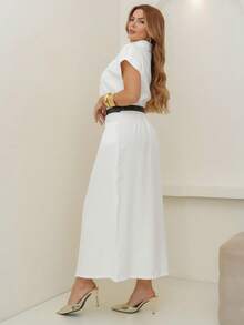 YING ZI Women's Tailored Blouse And Midi Skirt Set By Marrant - trắng - Xem 5