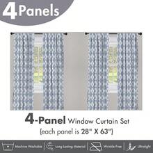 Blue And White Window Curtains Pack Of 2, Abstract Tie Dye Effect Ikat Shibori Pattern In Bohemian Fashion, Lightweight Set With Rod Pocket, 4 Panels Of - 28\ X 63\, Navy Blue - 海軍藍 - 查看 8