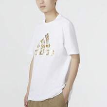 Adidas Large Logo Print Casual Crew Neck Short Sleeve T-Shirt White Tops Men - 彩色 - 查看 6