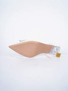 Rhinestone Bow Transparent Sandals For Teenage Girls, High School Students, Summer One-Strap High Heel Design, Niche Stage Performance - White - View 8