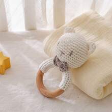 Handmade Woven Large Ring White Bear Rattle, Baby Shaker Rattle, Grasping Toy, Built-In Bell, 3D Cute Design, Detailed, Attracts Baby's Attention, Trains Baby's Hearing, Perfect Baby Birthday, Halloween, Christmas Gift - Multicolor - View 10