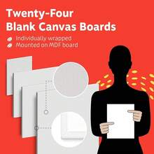 Canvases For Painting - Pack Of 24, 8 X 8 Inch Blank White Canvas Boards - 1OO% Cotton Art Panels For Oil, Acrylic & Watercolor Paint - 8x8吋-24片 - 查看 4