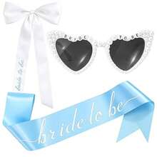 Bride To Be Accessory Set, 3-Piece Set, Including Embroidered Bow Tie Hairband, Belt, And Faux Pearl Fashion Glasses, Suitable For Bridal Gifts, Bachelor Parties, Wedding Gifts, And Bride Accessories - Multicolor - View 1