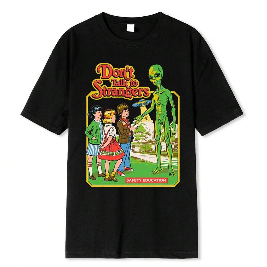 Horror Comic Series Don'T Talk To Strangers Education Men T Shirts Fashion Cotton Shirt Loose - Black - View 1
