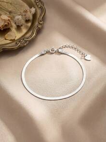 1pc Elegant Knotted Snake Bone 925 Sterling Silver Chain Bracelet, Jewelry Gift For Sisters And Friends - Style 4 - View 4