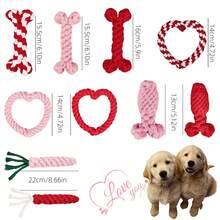 Valentine's Day Chew Toys Assorted Set, Heart-Shaped Interlocking Dog Leash Toys, Heart-Shaped Pet Chew Rope, Small Dog Throwing Toys, Gifts Suitable For Small And Large Animals, Durable Chew And Tug-Of-War Interactive Chew Toys - Multicolor - View 4