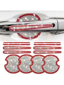 10 piezas Pegatinas de coche con brillantes rhinestones - Pegatinas para manijas de puertas de coche - Pegatinas para puertas de coche - Pegatinas decorativas para espejos retrovisores de coche - Pegatinas protectoras para cuencos de puertas de coche - Pegatinas antiarañazos y antichoques - diamantes de imitación brillantes - Ver 17