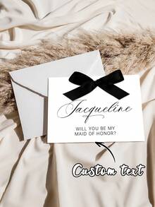 1/3pcs Custom Bridesmaid Proposal Card, Customize Text,Will You Be My Bridesmaid Card, Maid Of Honor, Satin Ribbon Bow,Bridesmaid Proposal Card,Satin Ribbon Bow, Bridal Party Invite - Multicolor - View 7