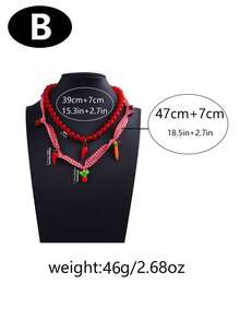 1pc Fashionable Alloy 3D Glass Fruit & Carrot Pendant Handmade Beaded Necklace - Standard Model B - View 5