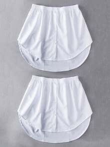 1pc Elastic Waist Extender, Women Shirt Extender, Adjustable Layered Fake Skirt Hem Extender - White - View 14