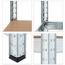 MIKOMIKA Galvanized Steel Metal Storage Shelving Unit With 5 MDF Shelves, Silver, 180x90x40cm - 4 Baldas: 30,5x70,5x140,5 cm - Xem 5