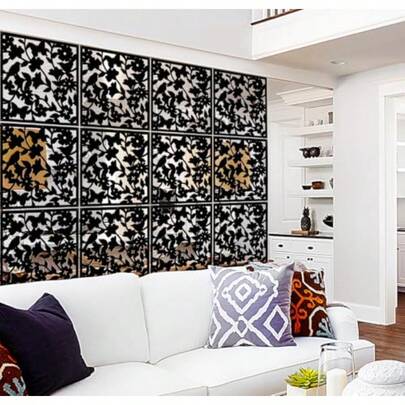 Lchen - Paneles divisores Colgantes de habitación 12 Paneles de visualización de PVC para decoración de la habitación del hogar Hotel y Bar negro01