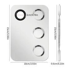 2pcs/Set Stainless Steel Makeup Palette Set With Mixing Spatula, Foundation, Concealer, Lipstick, Eyeshadow Mixing Tray, Easy To Clean Makeup Tools