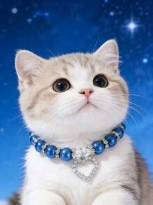 1 件装宠物爱心钻石项链；颈围可调节；猫咪项链；狗狗项链；宠物配饰；宠物用品 - 粉色 - 查看 4