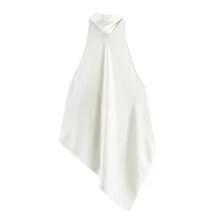 Women Y2k Satin Halter Neck Tops Open Back Silk Tank Top Asymmetrical Cami Going Out Tops Pink/Black/White Elegant Camisole Tops Summer Party Club Streetwear Rave Outfit Concert Outfit - 白色 - 查看 9