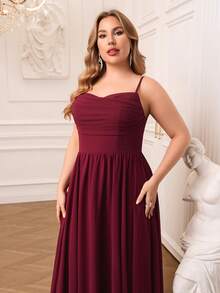 AOSHABABI Burgundy Draped Chiffon Elegant Women's Evening Gown Party - Burgundy - View 5