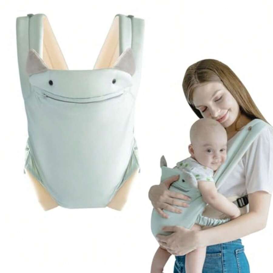JCH-Mochila Portabebe portabebe ergonomico para Niños Pequeños Recién NacidoAjustable Cómodo y transpirable. rosa - Azul - Ver 1