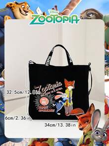 Disney Túi tote vải canvas in hình Zootopia chính hãng, túi xách Nick Zootopia cỡ lớn, đa chức năng, dây đeo vai điều chỉnh được, thích hợp cho phụ nữ/bé gái đi mua sắm hàng ngày/phụ kiện thời trang/Mùa Ramadan - Nhiều màu - Xem 4