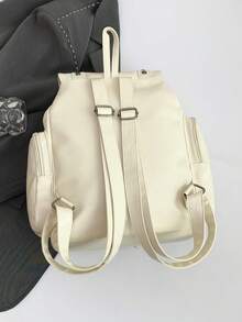 Y2K Street-Style PU Soft Leder Klappe Rucksack Damen Tasche; Multifunktionale stilvolle Nieten Tagstasche; Mehrtaschiger leichter Kordelzug Reisetasche; Große Kapazität einfache Schultasche; Praktische Büchertasche für Studenten, Krankenschwestern, Lehrer, Geschäftsleute, Reisen, Geschäftsreisen, tägliche Fahrten, Einkaufen, Büro, Dates, Wandern, Training, Arbeit, Geburtstagsgeschenke, Urlaubsgeschenke - Verschiedenfarbig - Übersicht 6