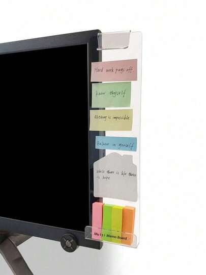 2pcs/Set Monitor Memo Board, Multi-Functional Computer Screen Transparent Note Clip, Paper Storage Rack, Computer Display Memo Holder, Memo Board, Computer Screen Memo Sticky Board, Clipping Transparent Information Multi-Purpose Memo Board