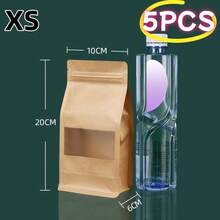 10pcs Resealable Kraft Paper Tea Bags - With Frosted Window And Self-Standing Design, Featuring Sturdy Sealed Edges, Suitable For Tea Leaves, Herbal Tea, Etc. - Resealable Packaging Bags - Multicolor - View 19