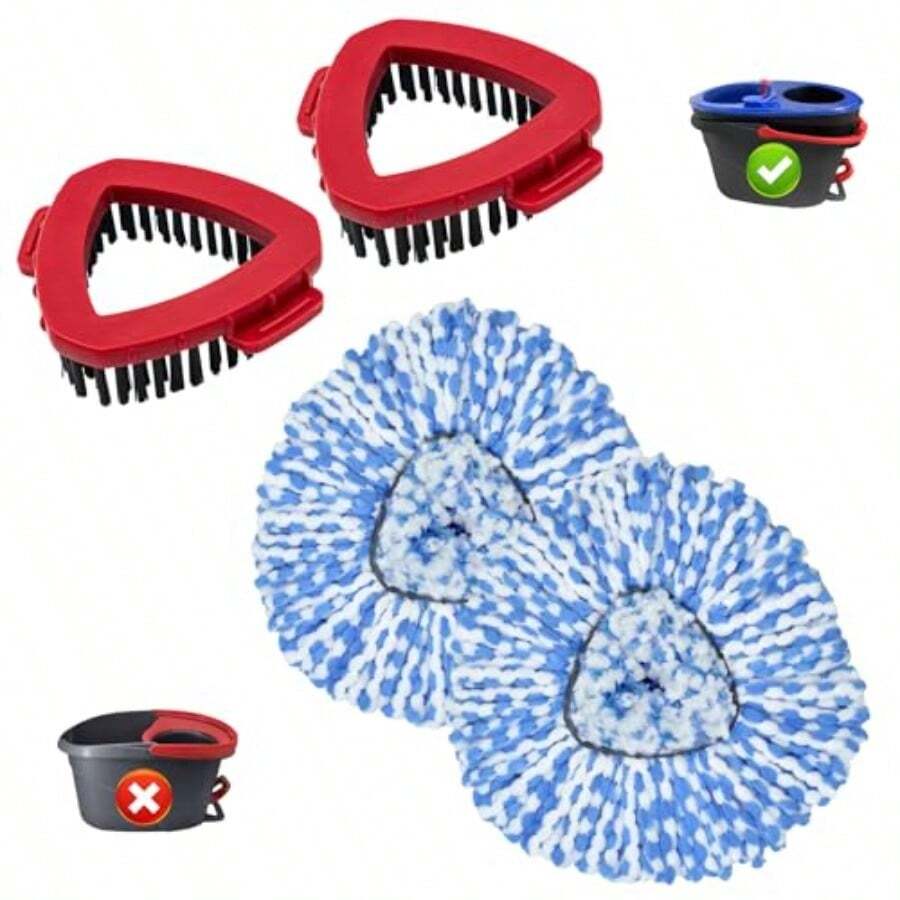 Mop Replace Head For O Cedar 2 Tank System Mop Heads Replacements For Ocedar Rinse Clean Mop Mop Heads Include 2 Pack Spin Mop Refills And 2 Pack Scrubber Mop Head For O-Cedar 2 Tank Spin Mop - Dành cho bể cá Ocedar 2 - Xem 1