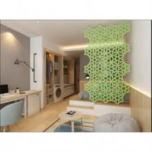 Divisor de habitación colgante 12 piezas 3D de fibra de fieltro hexagonal huecado superficie de fibra de poliéster de alta densidad panel de visualización de decoración para el hogar y - Verde nen - Ver 3