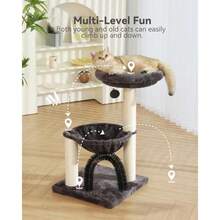 HOOPET Árbol para gatos torre para gatos de 27.8 pulgadas para gatos de interior árbol para gatos de varios niveles con postes rascadores cesta de felpa y percha para descanso de juego árbol de actividades para gatos con bola colgante para gatitos y gatos pequeños - como en la foto - Ver 6