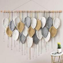 CYPNLímite-MX Tapiz Grande de Macramé Bohemio Tejido a Mano para Colgar en la pared Hojas Grandes y Elegantes Arte de Pared Tejido Tapiz con Borlas de Hojas para Hogar Recámara Galería Apartamento Ash AmarilloFashion - 227350708 - Ver 2