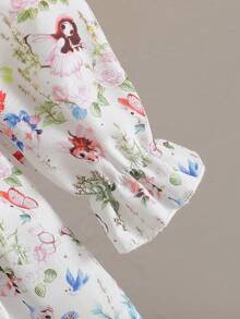 Baby Girl Fashionable & Cute Floral Embroidered Romper - Multicolor - View 5