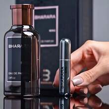 Bharara King Men's Golden Edition Perfume 3.4fl.oz/100ml – Amber Woody Scent, Alcohol-Based & Paraben-Free, Long-Lasting Fragrance with Golden Accents | Luxury Light Beige Gift for Him - Floral - Ver 1