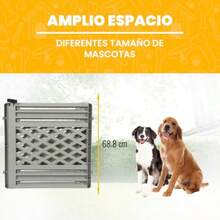 Barrera de  Gris para Mascotas y Niños Plástico Resistente Ajustable y Fácil de Instalar Uso Interior Marco de 68*50 cm Largo Total 106 cm - Gris - Ver 3