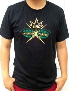 Men's Casual Short Sleeve Crew Neck T-Shirt With King Explosion (Bakugou) BNHA Print, Comfortable And Loose Fit, Suitable For Daily Wear, 180G Heavy Cotton T-Shirt, Suitable For Casual Office Wear, Spring And Summer Daily Look, Fun, Sexy,  And Custom Design, Opaque Fabric, Suitable For Wearing During Valentine's Day, Casual Short Sleeve Crew Neck Top - Lightweight And Breathable For Spring And Summer Wardrobe - 黑色 - 查看 1